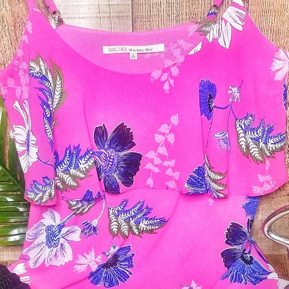 Rachel Roy | Hot Pink Floral Flounce Tank Top/Cami - Picture 4 of 8